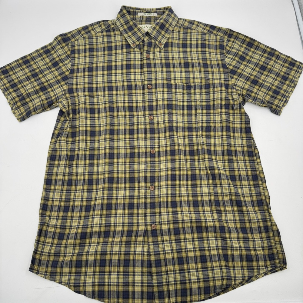 ORVIS Men's Short Sleeve Plaid Button Down‎ Shirt Cotton Casual Top
